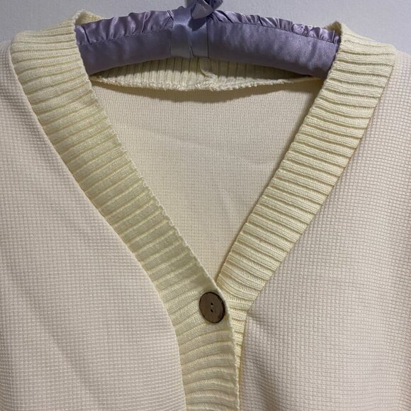 Two Piece Loungewear Set Cardigan & Pants in Cream Color Size M - Picture 5 of 12